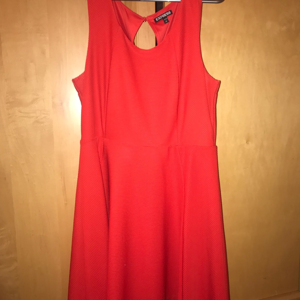 Express Red Ribbed Dress